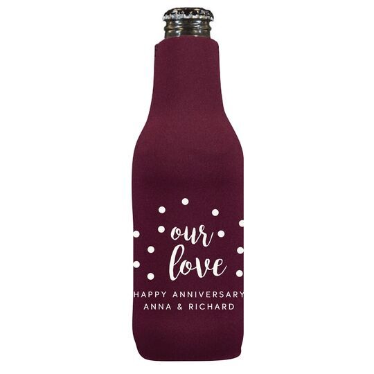 Confetti Dots Our Love Bottle Koozie